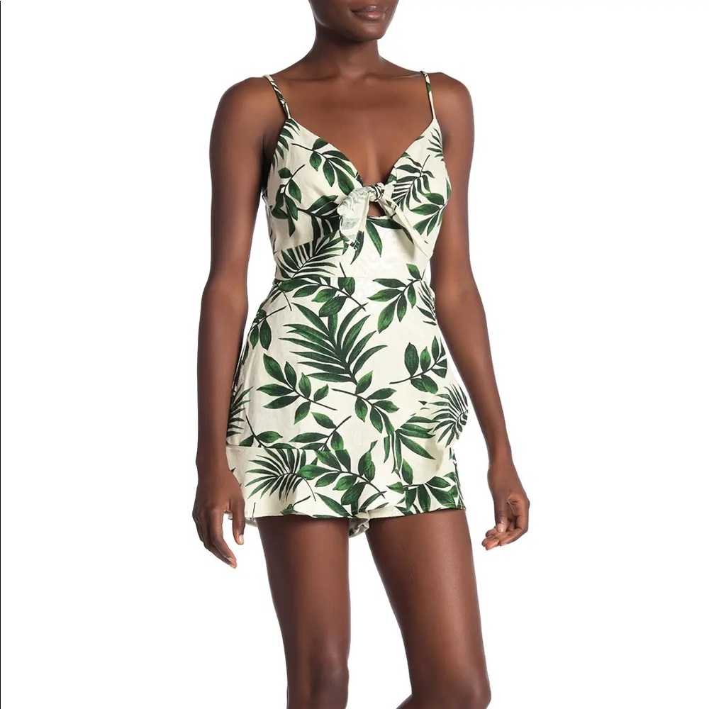 Lush Leafy Green Linen Romper